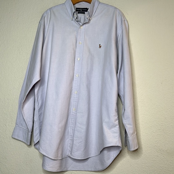 VTG Polo Ralph Lauren Yarmouth Pale Lilac Oxford Button Down Mens 16 1/2 x 34-35 - Picture 7 of 11
